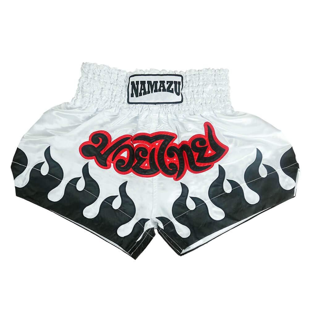 [AUSTRALIA] - NAMAZU Muay Thai Shorts for Men and Women, High Grade MMA Gym Boxing Kickboxing Shorts. 1white S- FIT WAIST 24"-26" 