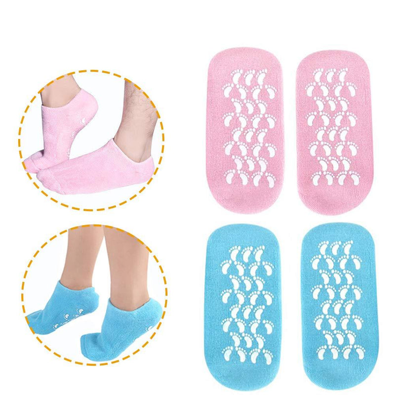 Moisturizing Socks, Gel Socks Soft Moisturizing Gel Socks, Gel Spa Socks For Repairing and Softening Dry Cracked Feet Skins, Gel Lining Infused with Essential Oils and Vitamins (Blue & Pink) Blue & Pink - BeesActive Australia