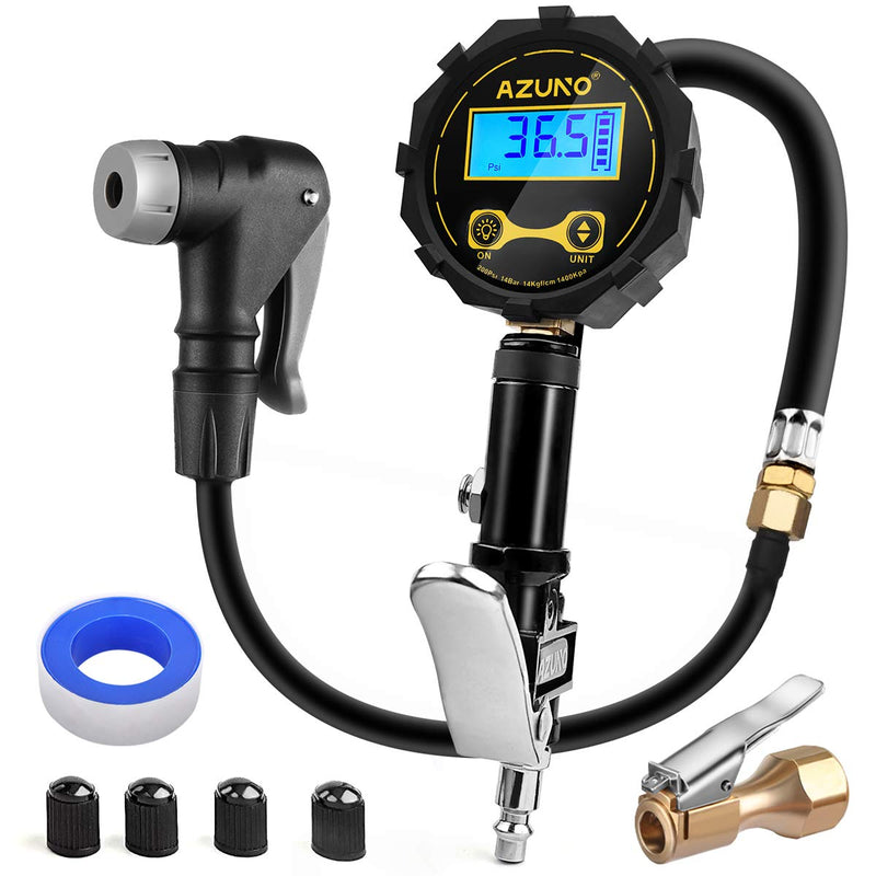 AZUNO Bike Tire Inflator with Pressure Gauge - Bicycle Presta and Schrader Air Compressor Tool - BeesActive Australia