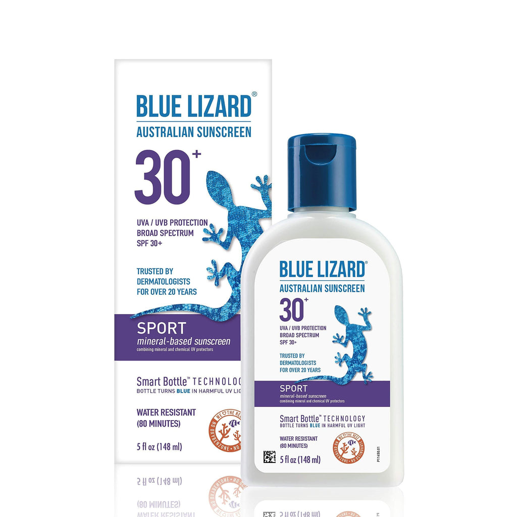 BLUE LIZARD Sport Mineral-Based Sunscreen - No Oxybenzone, No Octinoxate - SPF 30+ UVA/UVB Protection, 5 Fl Oz 5 Fl Oz (Pack of 1) - BeesActive Australia