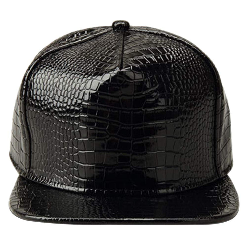 XRDSS Men Women PU Leather Hip-Hop Flat Bill Snapback Hat Crocodile Baseball Caps Black - BeesActive Australia