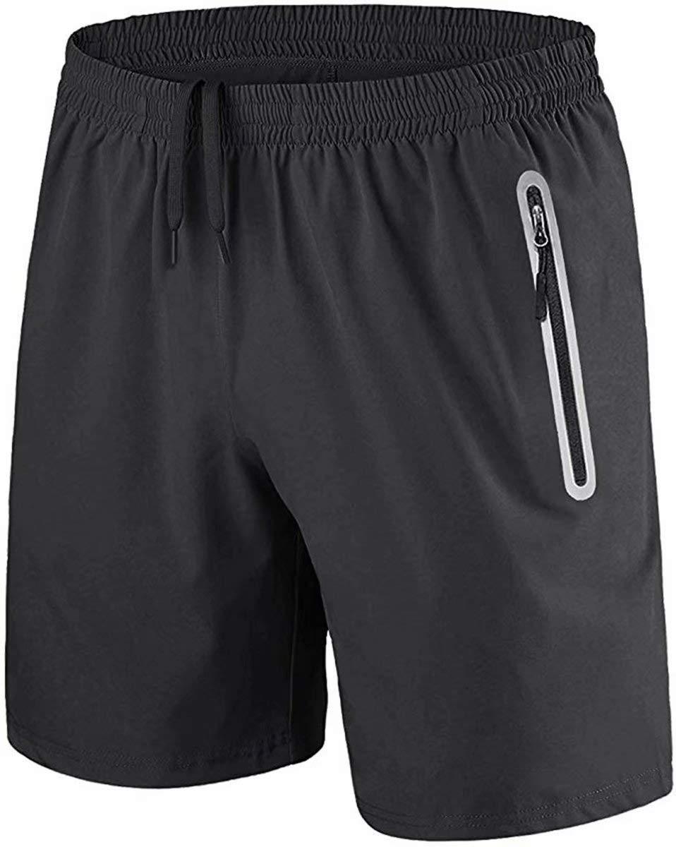 [AUSTRALIA] - KEFITEVD Men's Running Shorts Quick Dry Gym Workout Shorts with Zipper Pockets Dark Gray 34 