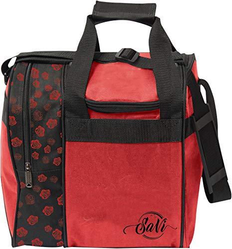 [AUSTRALIA] - SaVi Red Roses Single Bowling Bag- Holds 1 Bowling Ball Single Tote w/Adjustable Shoulder Strap- Fits a Pair of Women's Bowling Shoes up to Size 11 