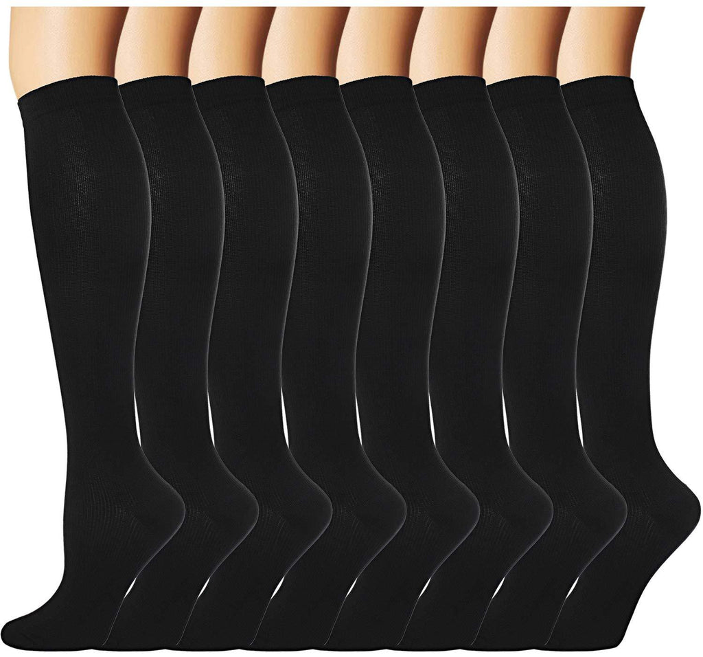 [AUSTRALIA] - 8 Pairs Compression Socks Men Women 20-30 mmHg Compression Stockings for Sports Black Large-X-Large 