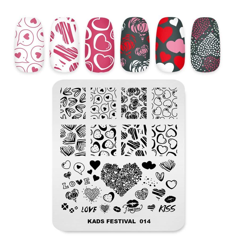 KADS Nail Art Image Stamping Plates Valentine's Day Love Heart DIY Manicure Template Image Plate for Nail (FE014) FE014 - BeesActive Australia