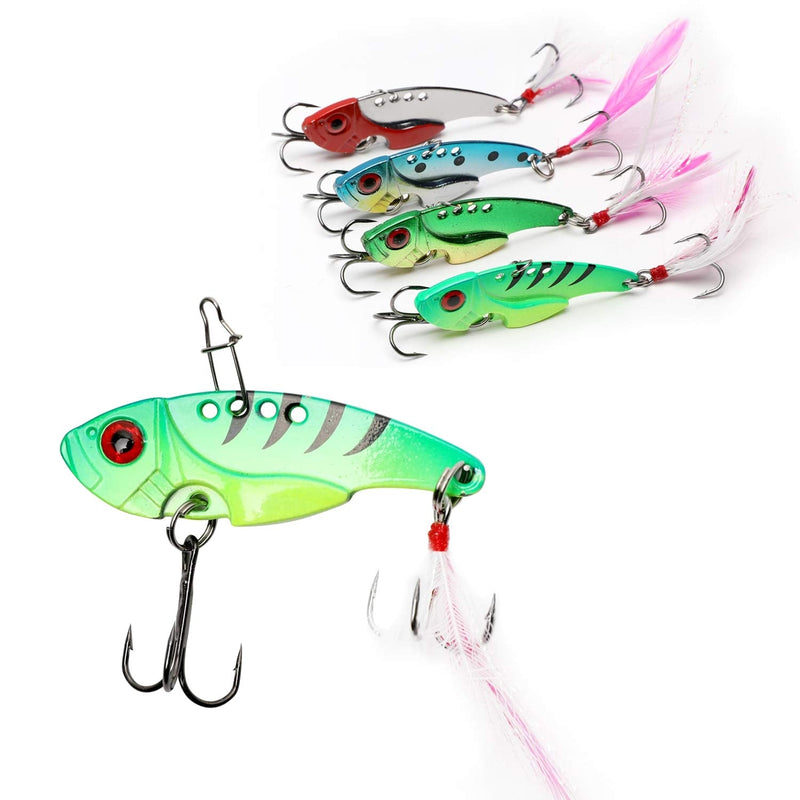 WANBY Proven Explosive Color Special Spinner Spoon Swimbait Vibrating Jigging Freshwater Saltwater Fishing Lures with Hook Fishing Tackle for Trout Bass Salmon 4pcs - BeesActive Australia