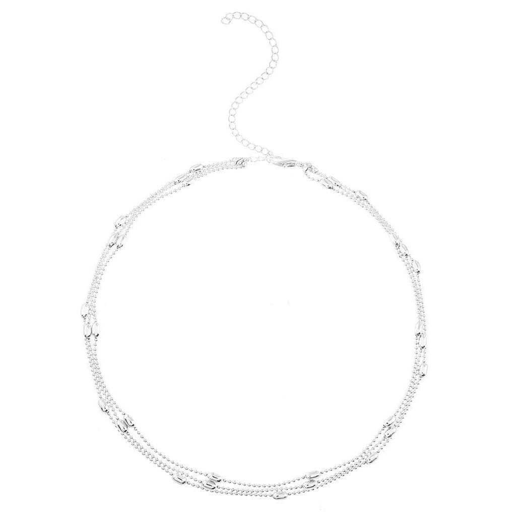 Yalice Layered Ball Choker Necklace Chain Short Satellite Necklaces Jewelry for Women and Girls Silver - BeesActive Australia