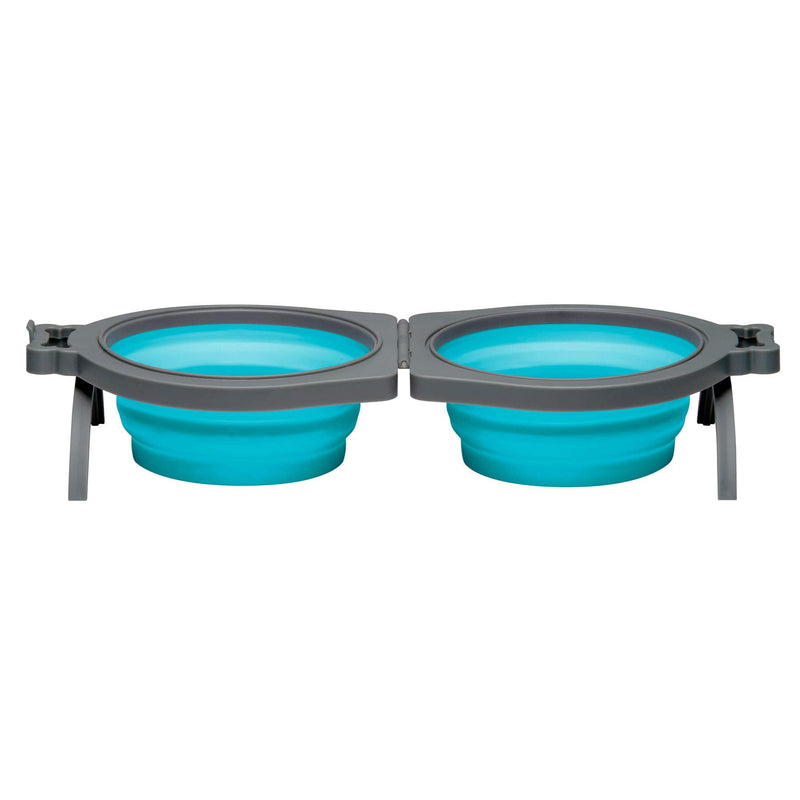Loving Pets Bella Roma Travel Double Diner for Dogs Medium Travel Double Diner Blue - BeesActive Australia