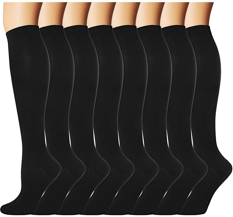 8 Pairs Compression Socks Men Women 20-30 mmHg Compression Stockings for Sports Black Small-Medium - BeesActive Australia
