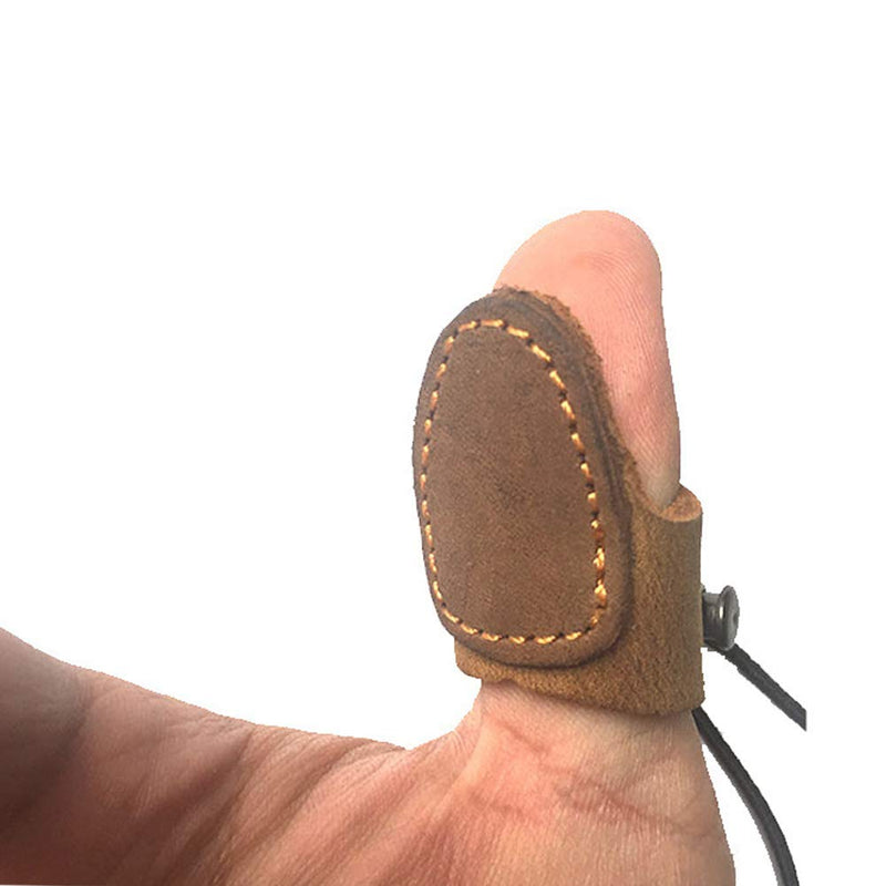 Nachvorn Soft Leather Thumb Ring Archery Finger Protector for Mongolian Reurve Bow Finger Guard for Traditional Bow Protector Shooting Glove Brown - BeesActive Australia