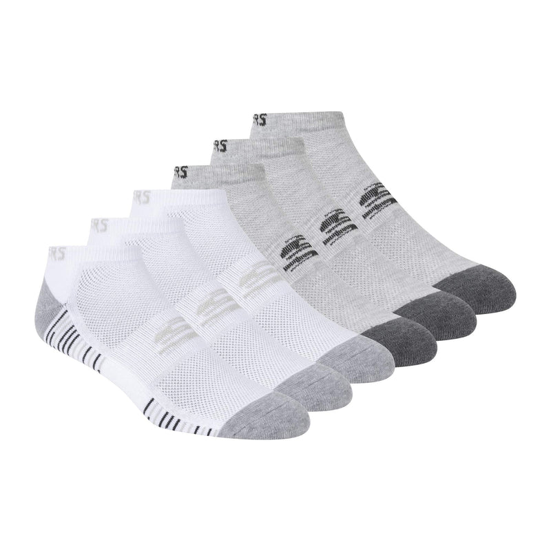 Skechers mens 6 Pack Low Cut Socks One Size White/Gray - BeesActive Australia