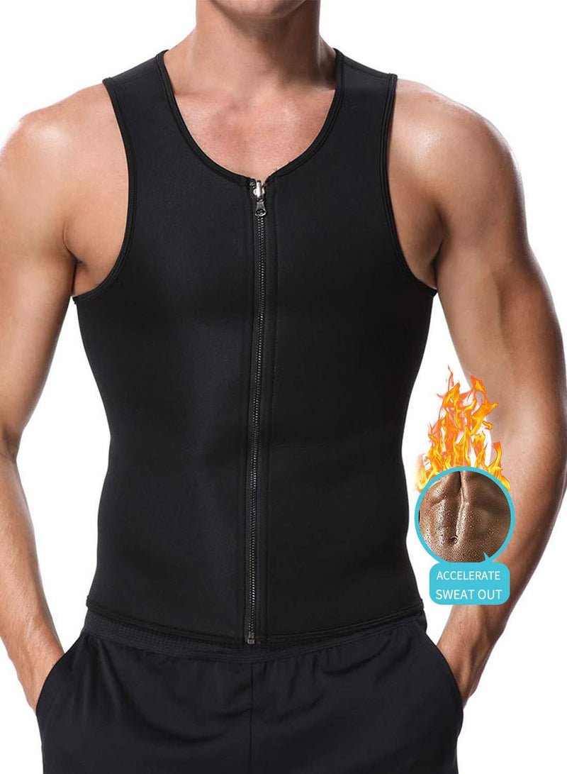 [AUSTRALIA] - SLIMBELLE Men Waist Trainer Sweat Vest， Fat Burning Zipper Vest, Weight Loss Hot Neoprene Corset Top Black（zipper） XX-Large 