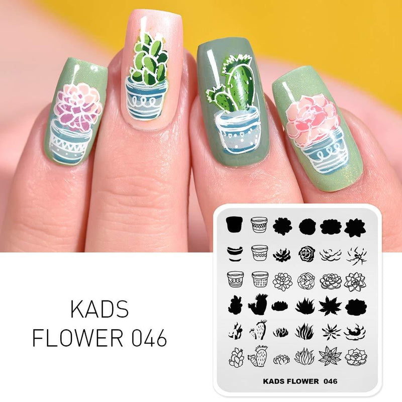 KADS New Nail Stamping Plate Flower Nature Nail Art Stamp Template DIY Image Template Manicure Stamping Plate Stencil Tools (FL046) FL046 - BeesActive Australia