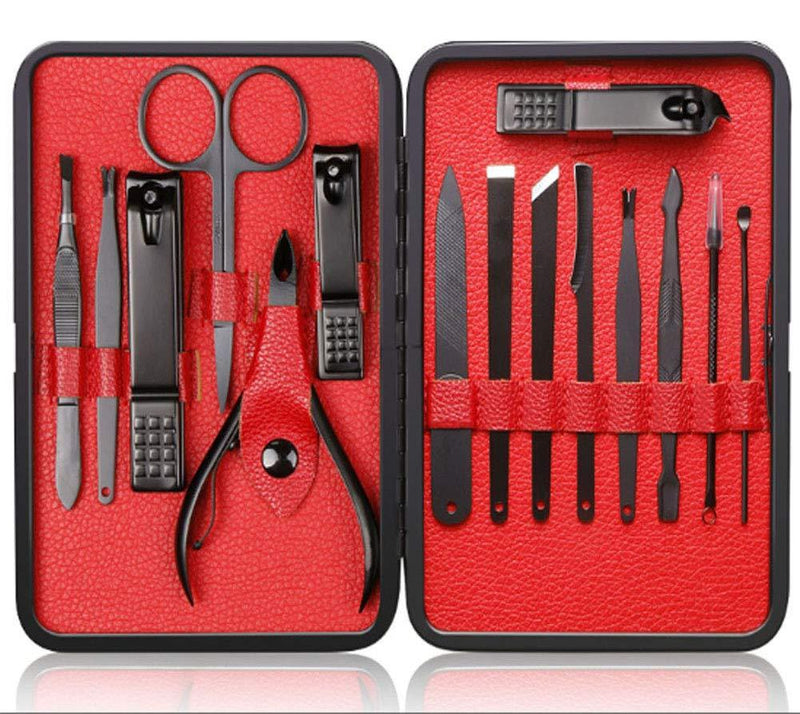 HPACK.KV Nail Clippers Sets High density Stainless Steel Nail Cutter Pedicure Kit Nail File Sharp Nail Scissors and Clipper Manicure Pedicure Kit Fingernails & Toenails with Portable stylish case (red) - BeesActive Australia
