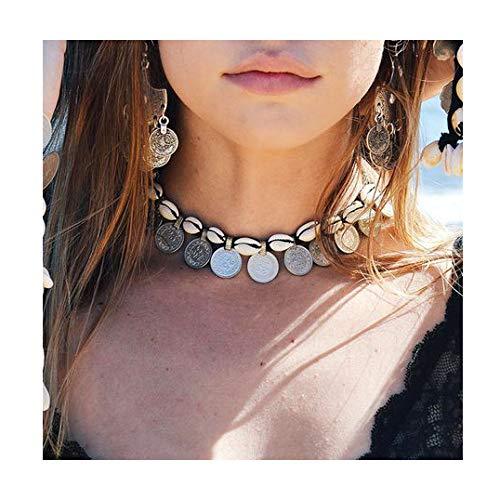 Edary Boho Necklace Chain Shells Chokers Coins Necklace Jewelry Accessories for Women and Girls. - BeesActive Australia