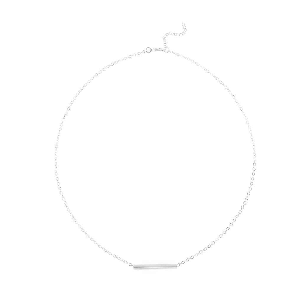 Yalice Minimalist Sideway Bar Necklace Chain Short Pendant Necklaces Jewelry for Women and Girls Silver - BeesActive Australia