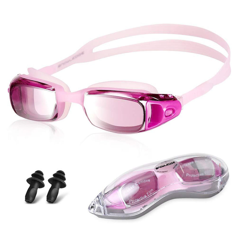 [AUSTRALIA] - HUBO SPORTS Swim Goggles, Swimming Goggles for Women Men Kids, Competition Swim Goggles of No Leaking Anti Fog UV 400 Protection Clear Vision Triathlon with Free Protection Case Adult Youth G4P-Rose 