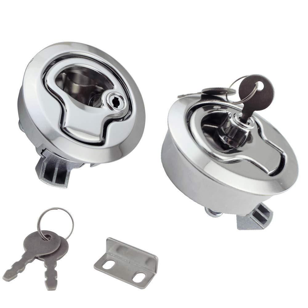 [AUSTRALIA] - Angrylife 2PCS Chrome 2" Flush Pull Slam Latch for Boat Deck Hatch 1/4" Door - Locking Style 