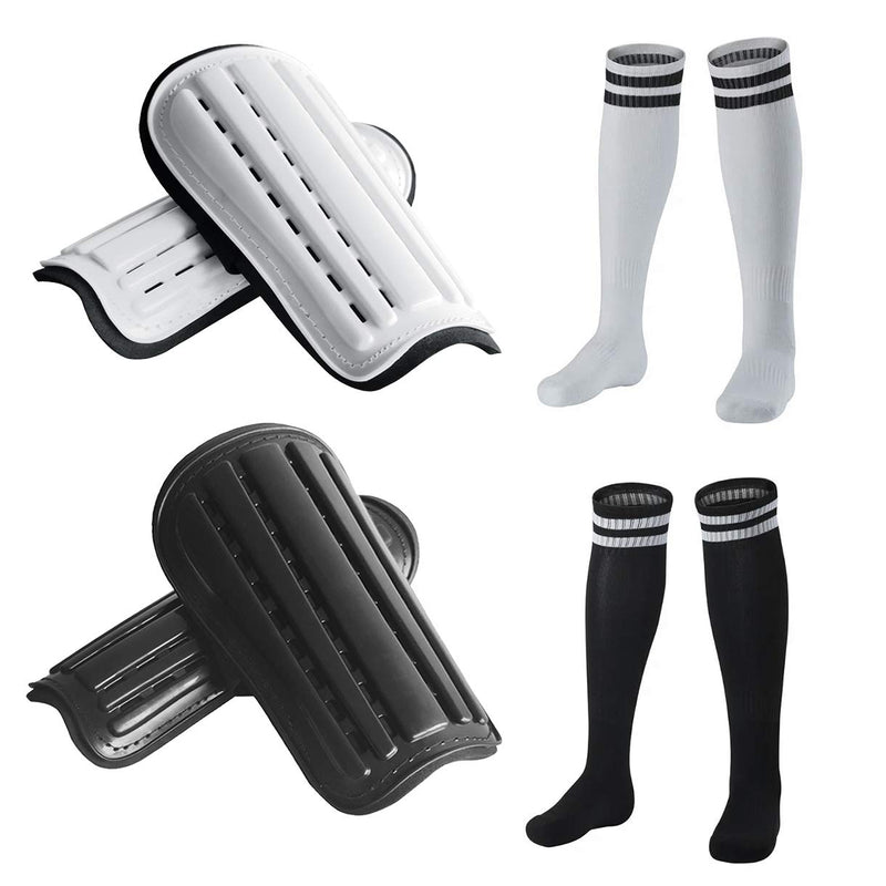 2 Pairs Soccer Shin Guards & 2 Pairs Soccer Socks for Adults and Teenagers, Protective Gear Soccer Equipment for Kids, Boys, Girls Small - BeesActive Australia