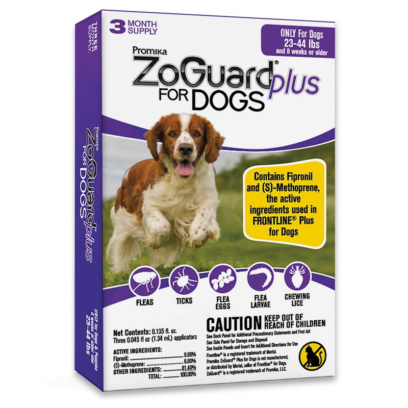 ZoGuard Plus Flea and Tick Prevention for Dogs (Medium - 23-44 lb) 3 Dose - BeesActive Australia
