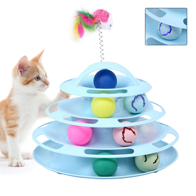 Cats Toys Ball Tower and Track Interactive Toys Latest 4 Level Interactive Pet Toys with 7 Colorful Catnip Flash Balls Suitable for Kittens Chase Healthy Physical Exercise - BeesActive Australia