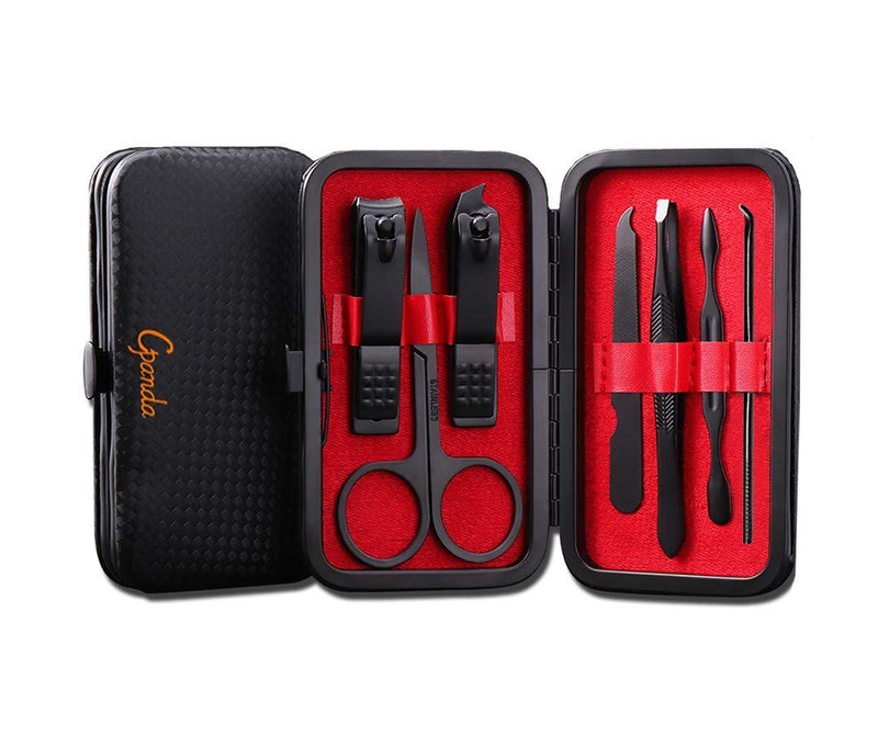 Cpanda Manicure Set, Pedicure Kit, Nail Clippers Set 1 Pack of 7 Pcs, Professional Grooming Kit, Nail Scissors & Cuticle Scissors made, mothers day gifts(Black) - BeesActive Australia