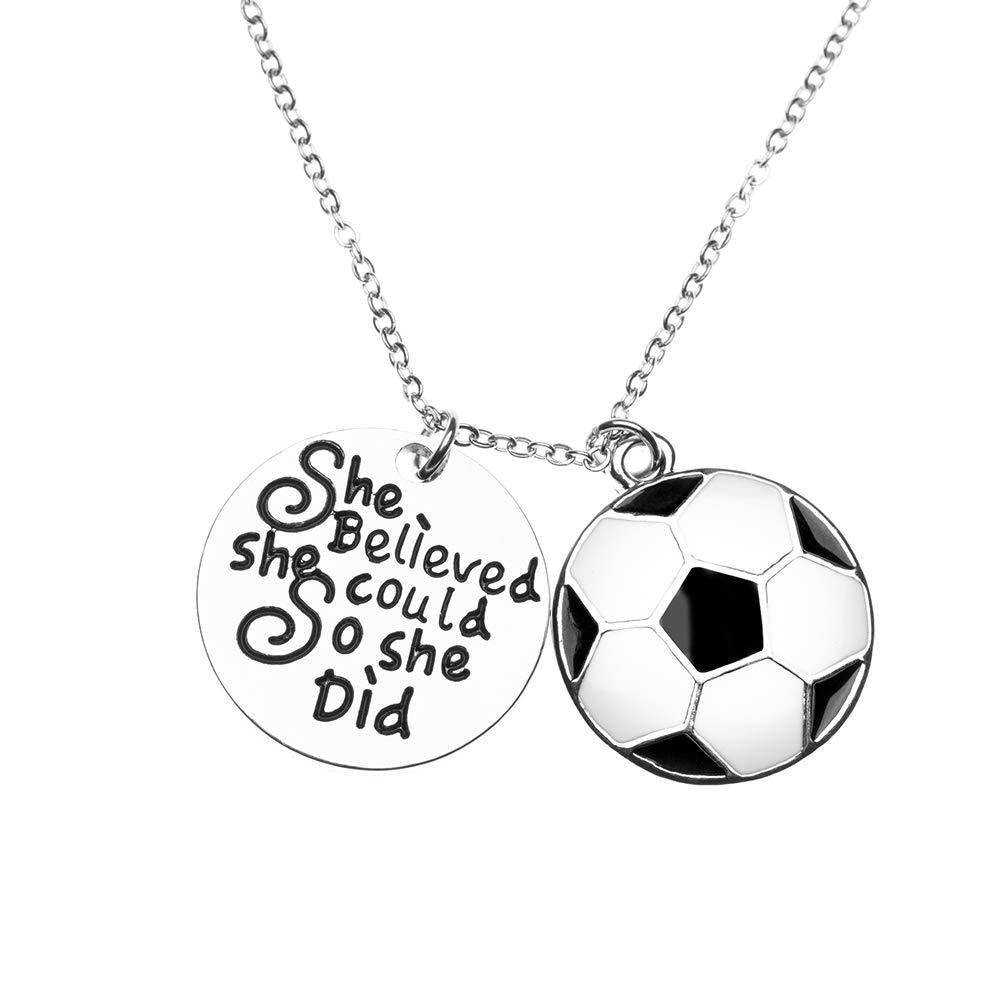 Soccer Necklace, Soccer Jewelry - She Believed She Could So She Did Pendent - Perfect Soccer Player Gifts - BeesActive Australia