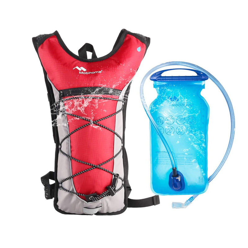 [AUSTRALIA] - Mobihome Hydration Backpack Lightweight Sport Daypack & Bike Backpacks with 2L Leak Proof Water Bladder, Adjustable Padded Shoulder, Chest & Waist Straps for Running, Hiking, Cycling, Climbing red 