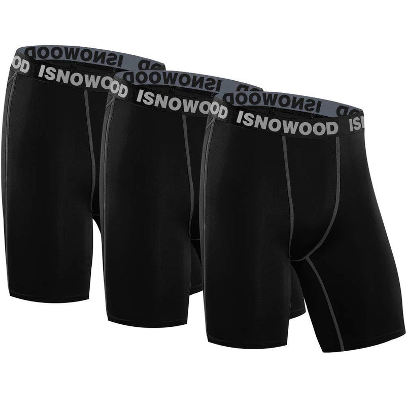 isnowood Men's 3 Pack Performance Compression Shorts 3new Black Large - BeesActive Australia