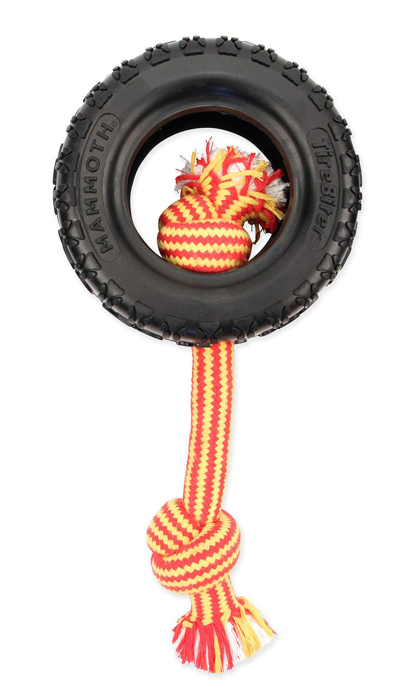 Mammoth TireBiterII Rubber Dog Toys - Natural Rubber Dog Toys for Extreme Chewers – Dog Toys for Extra Long Interactive Play – Aggressive Chewer Toys Large 6" Tire w/Cotton-Poly Rope - BeesActive Australia