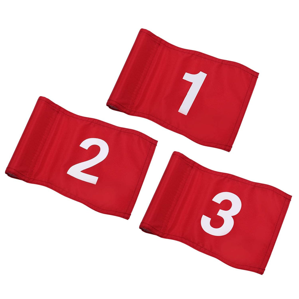 KINGTOP Numbered Golf Flag with Tube Inserted, All 8" L x 6", Putting Green Flags for Yard, 420D Nylon Mini Pin Flags Red Flags 3 Sets/ #1,2,3 - BeesActive Australia