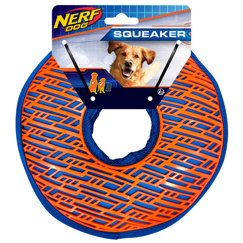 Nerf Dog 8.5in 1-Sided TPR Force Grip Ring - Blue/Orange - BeesActive Australia