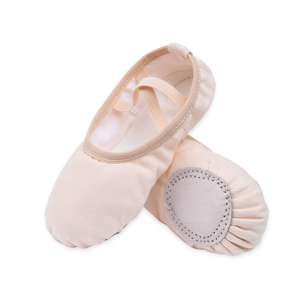 Stelle Girls Canvas Ballet Slippers Flats, Leather Soles Dance Shoes for Toddler Little Kid 6 Toddler Ballet Pink - BeesActive Australia