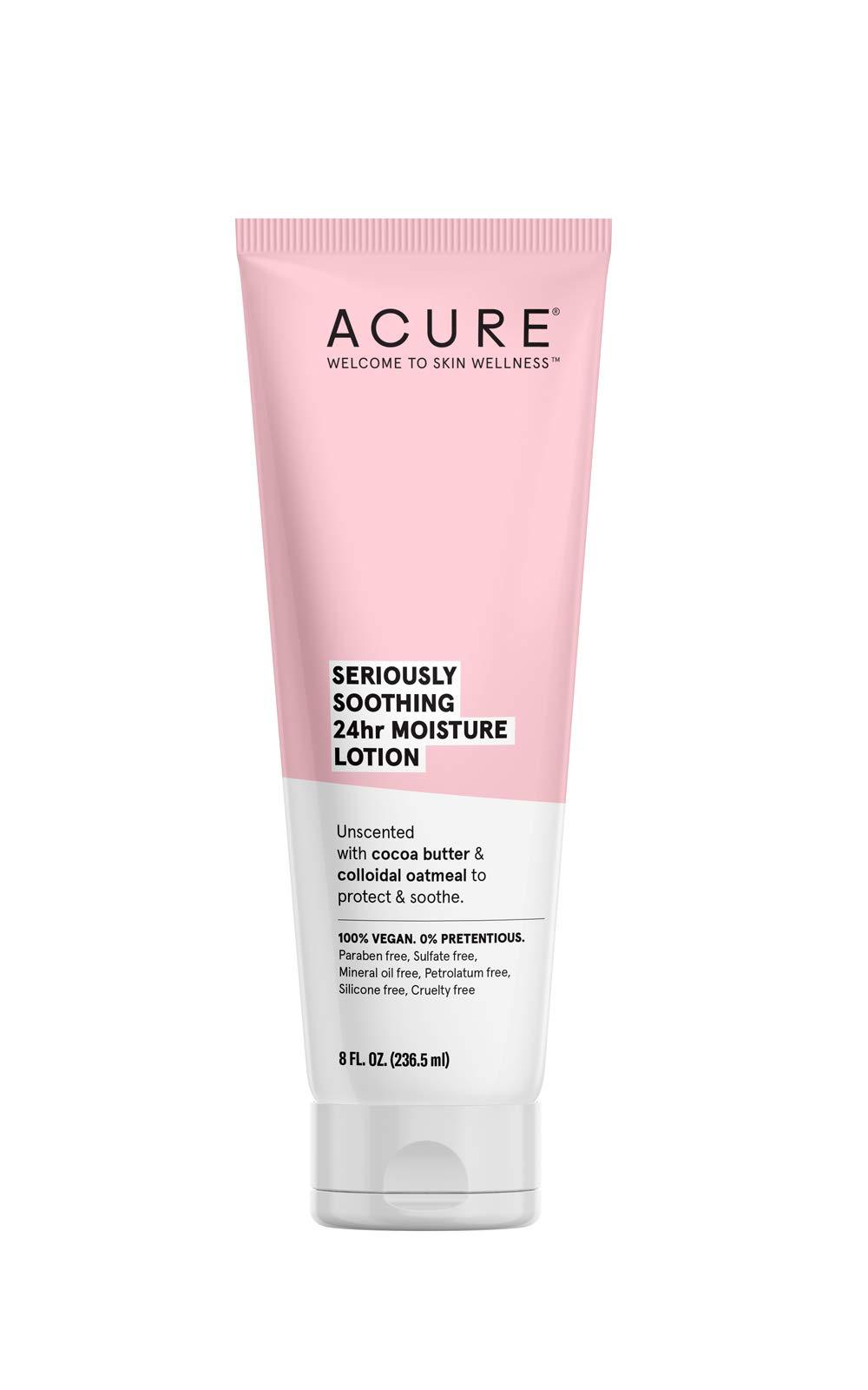Acure Seriously Soothing 24HR Moisture Lotion 100% Vegan Cocoa Butter & Colloidal Oatmeal, Unscented, 8 Fl Oz - BeesActive Australia