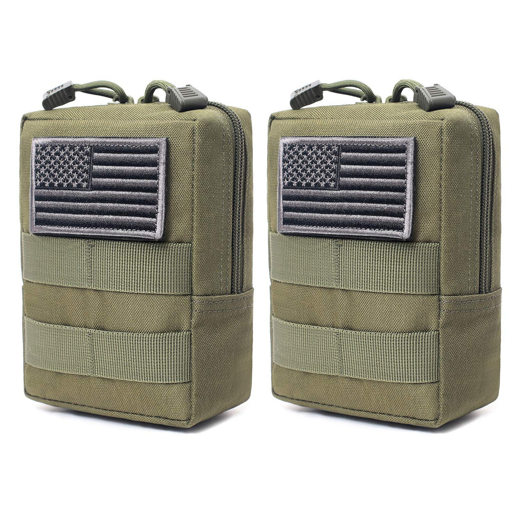 [AUSTRALIA] - 2 Pack Molle Pouches - Tactical Compact Water-Resistant EDC Pouch Army Green 