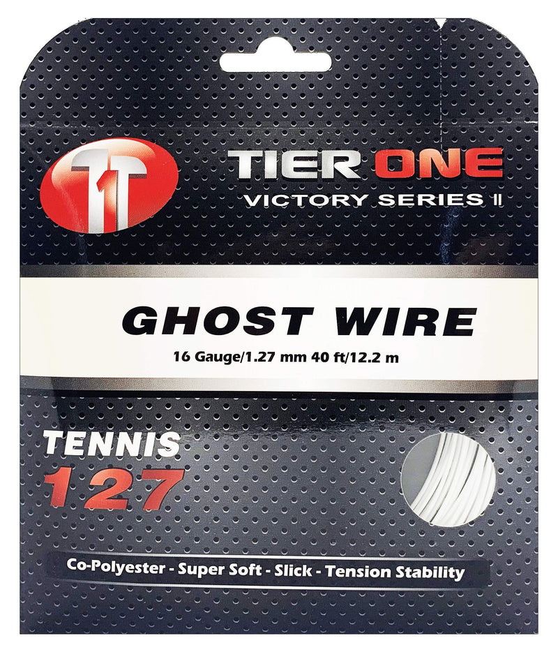 Tier One Ghost Wire - Super Soft Co-Poly Tennis String Set - White 17 gauge (1.22 mm) - 12,2 m set - BeesActive Australia