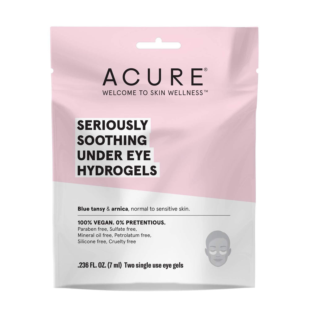 Acure Seriously Soothing Under Eye Hydrogels, 100% Vegan, For Dry to Sensitive Skin, Blue Tansy & Arnica - Soothes & Minimizes Dark Circles, Two Single Use, 0.24 Fl Oz 1 Count - BeesActive Australia