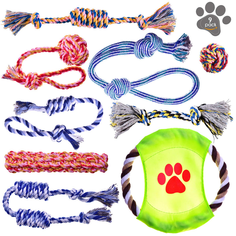 Dog Toys - Puppy Chew Toys - Rope Toys for Small Dogs - Safe Puppy Teething Toys - Small Dog Chew Toys Set - Teething Puppy Toys - Dog Rope Toys - Dog Toys Pack of 9 - Washable Cotton Rope Dog Toy - BeesActive Australia