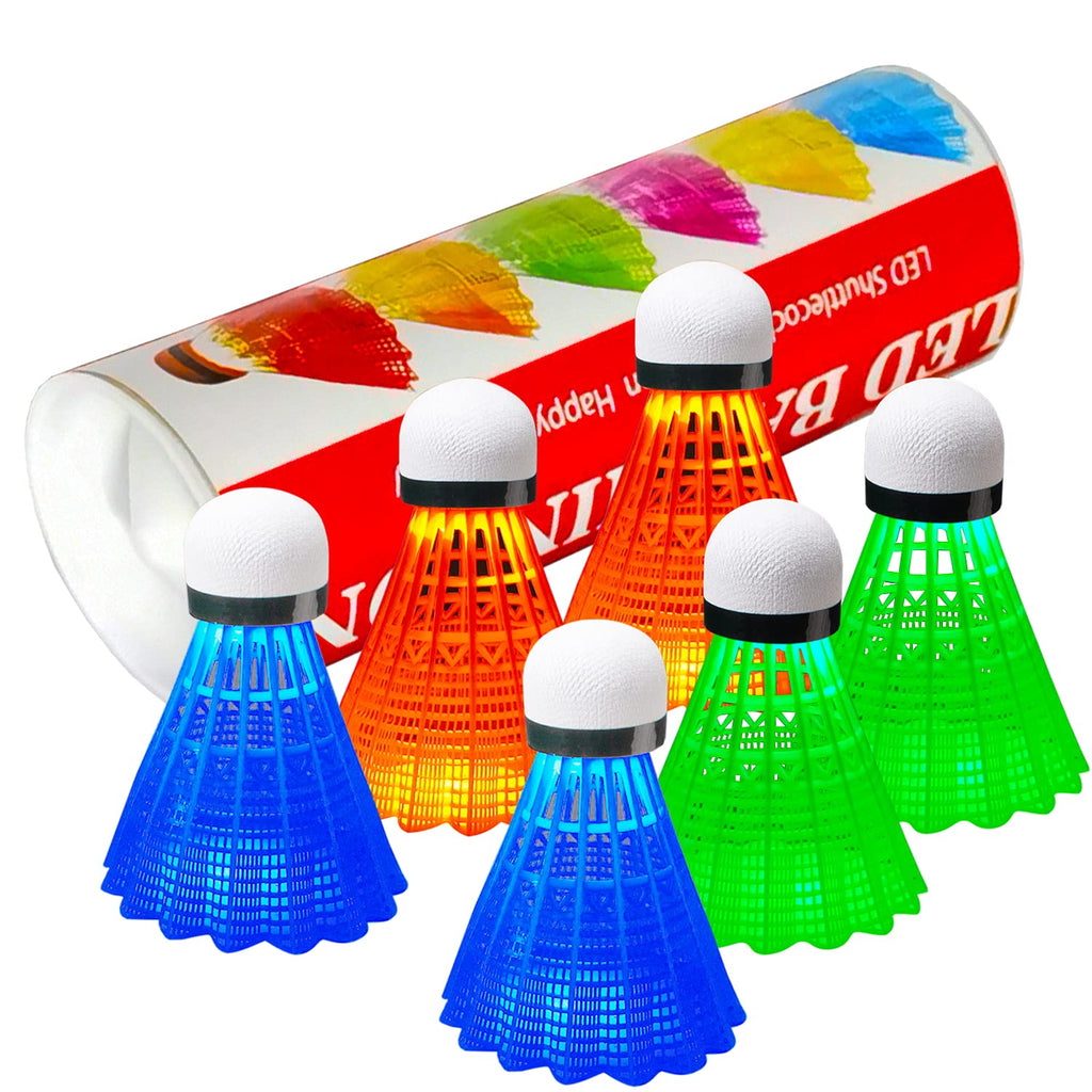 Senston Led Badminton Shuttlecocks 6 Pack, Plastic Shuttlecocks Badminton Birdies, Sports Shuttlecock for Outdoor Indoor Nylon-LED - BeesActive Australia