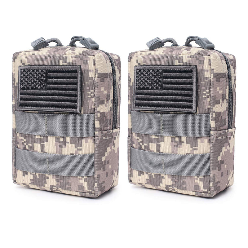 2 Pack Molle Pouches - Tactical Compact Water-Resistant EDC Pouch ACU - BeesActive Australia