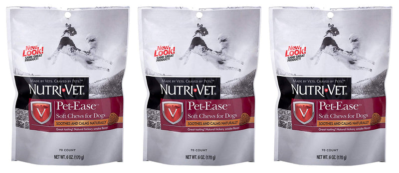 Nutri-Vet 3 Pack of Pet-Ease Soft Chews for Dogs, 70 Count Each, Soothes and Calms Naturally - BeesActive Australia