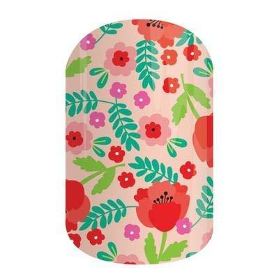 Bright Eyed Blooms - Jamberry Nail Wraps - Half Sheet - Pink, Red & Teal Floral - BeesActive Australia