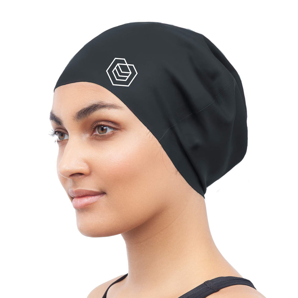 [AUSTRALIA] - SOUL CAP – Large Swimming Cap for Long Hair - Designed for Long, Thick and Curly Hair - Adults, Kids and Children - Women & Men - Premium Silicone Black 