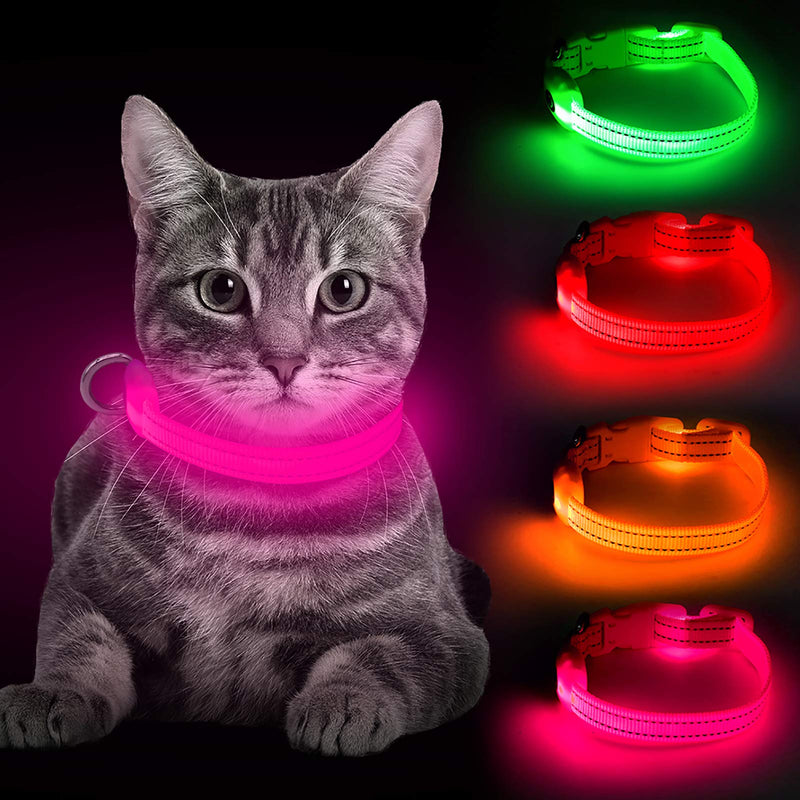 BSEEN Light Up Dog Collars - Rechargeable Glowing LED Dog Collar for Small Dogs & Cats Pink - BeesActive Australia