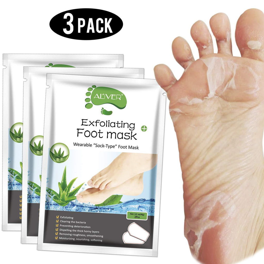 Foot Peel Mask 3 Pack， Exfoliator Peel Off Calluses Dead Skin Callus Remover，Baby Soft Smooth Touch Feet-Men Women (Aloe Vera) Aloe Vera - BeesActive Australia