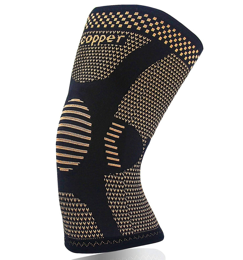 Copper Knee Brace for Arthritis Pain and Support-Copper Knee Sleeve Compression for Sports, Workout, Knee Pain Relief-Single(XL) Tan X-Large (Pack of 1) - BeesActive Australia