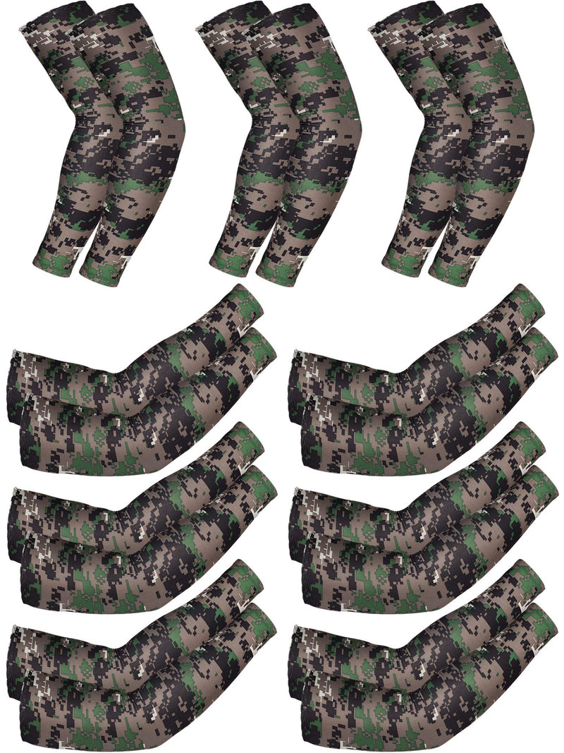 Mudder 9 Pairs Unisex UV Protection Sleeves Arm Cooling Sleeves Ice Silk Arm Sleeves Arm Cover Sleeves (Camouflage) - BeesActive Australia