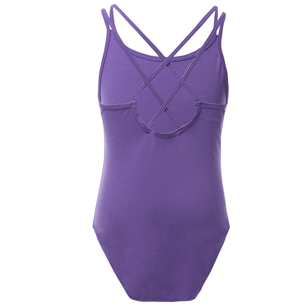 winying Kids Girls Cotton Strappy Criss Cross Back Athletic Sports Gymnastics Leotard Ballet Dance Jumpsuit Purple 7-8 - BeesActive Australia