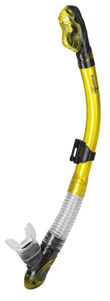 [AUSTRALIA] - Phantom Aquatics Ultra Dry Snorkel | Adult Dry Top Easy-Breath Snorkel for Scuba Diving Freediving Snorkeling Swimming | with Comfortable Food-Grade Silicone Mouthpiece and Purge Valve Yellow 