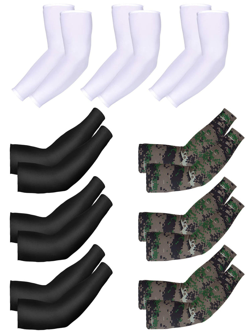 [AUSTRALIA] - Mudder 9 Pairs Unisex UV Protection Sleeves Arm Cooling Sleeves Ice Silk Arm Sleeves Arm Cover Sleeves (Black, White, Camouflage) 
